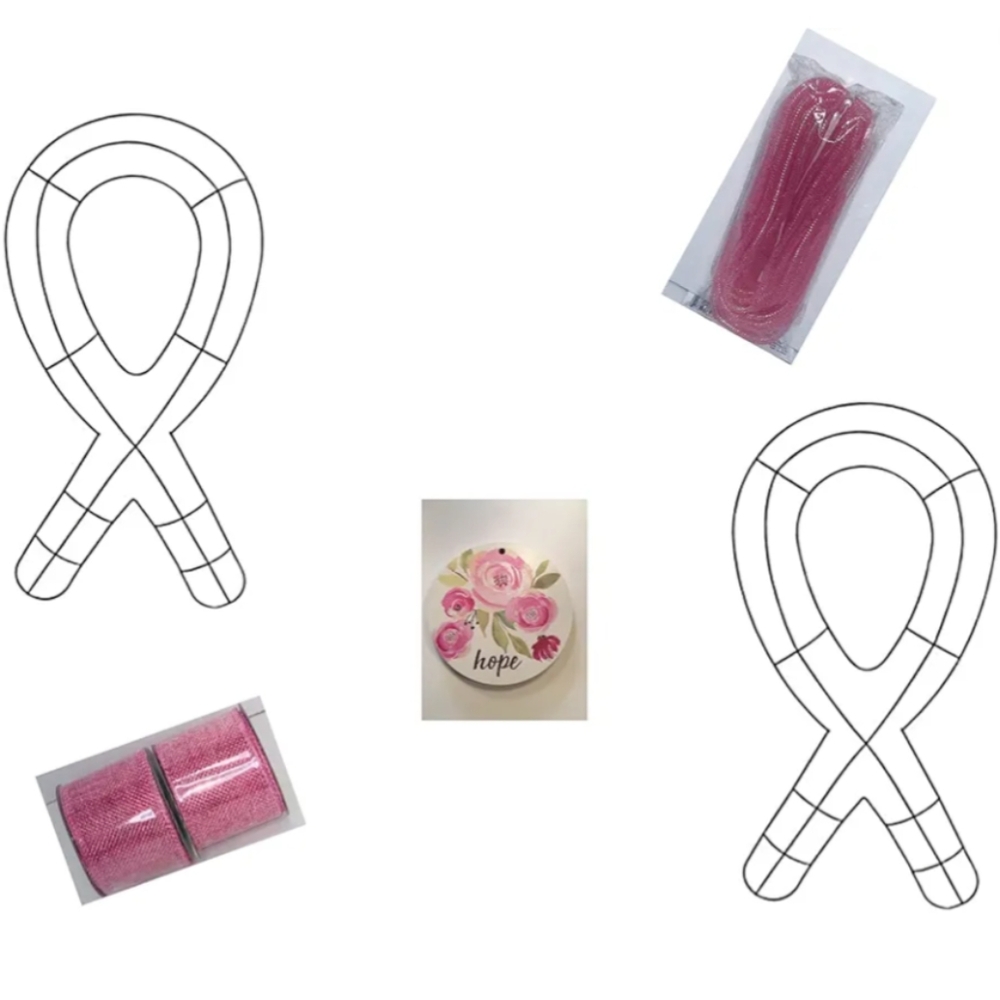Floral Garden Awareness Ribbon Wreath Form 19" X 10"